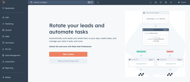 automated territory assignment showing lead rotation rules in hubspot.